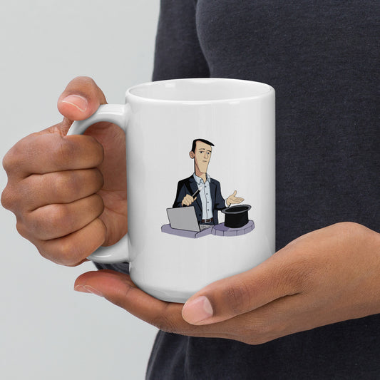 sales humor mug featuring “Executive Alignment” cartoon held in hands