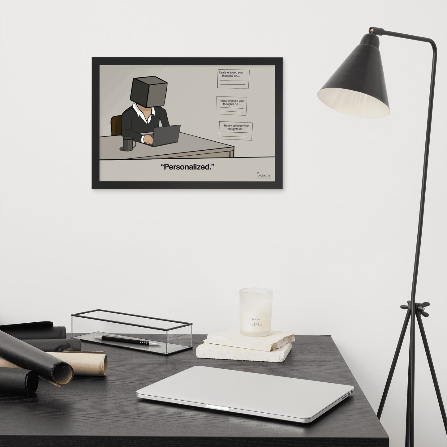 Sales office wall art displayed in a modern SaaS sales workspace