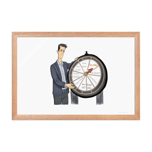 Red oak framed sales humor poster for sales professionals – Buyer Bingo