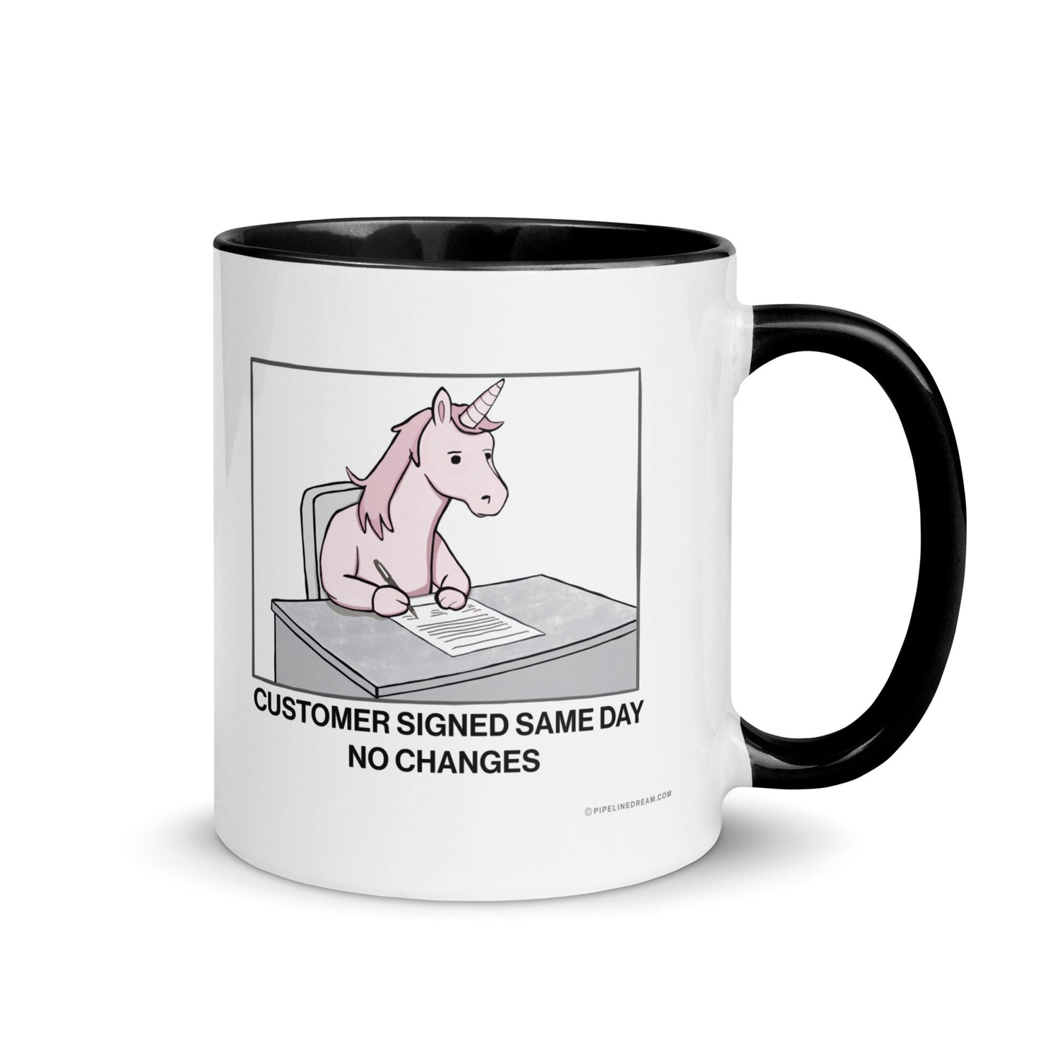 Customer Signed Same Day sales humor mug with black handle