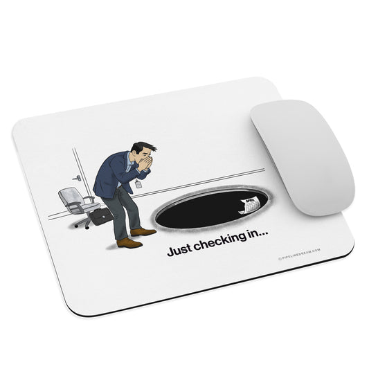 sales humor mouse pad with “Approval Black Hole” cartoon angled with mouse