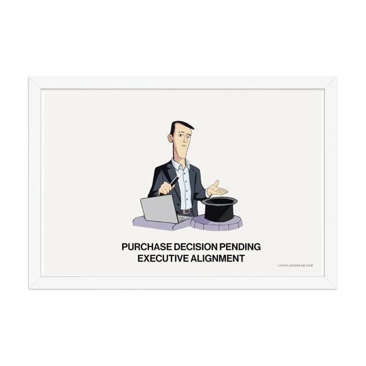 Executive alignment sales cartoon poster in white frame clean modern office style