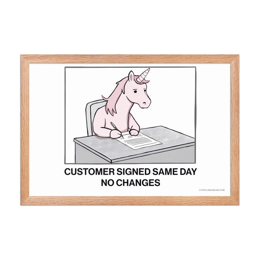 funny sales cartoon unicorn deal red oak frame enterprise sales