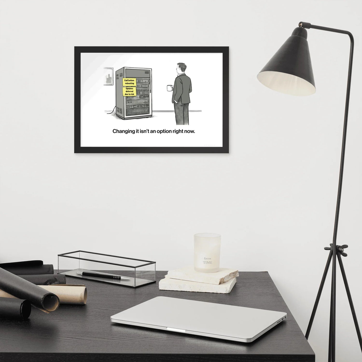 sales humor poster buyer inertia office setup enterprise sales workspace