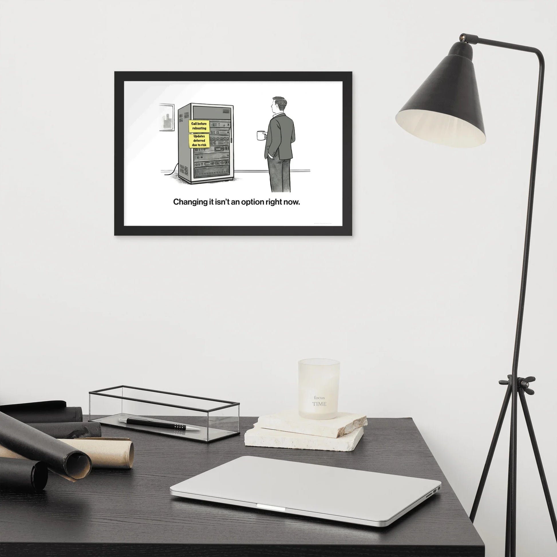 sales humor poster buyer inertia office setup enterprise sales workspace