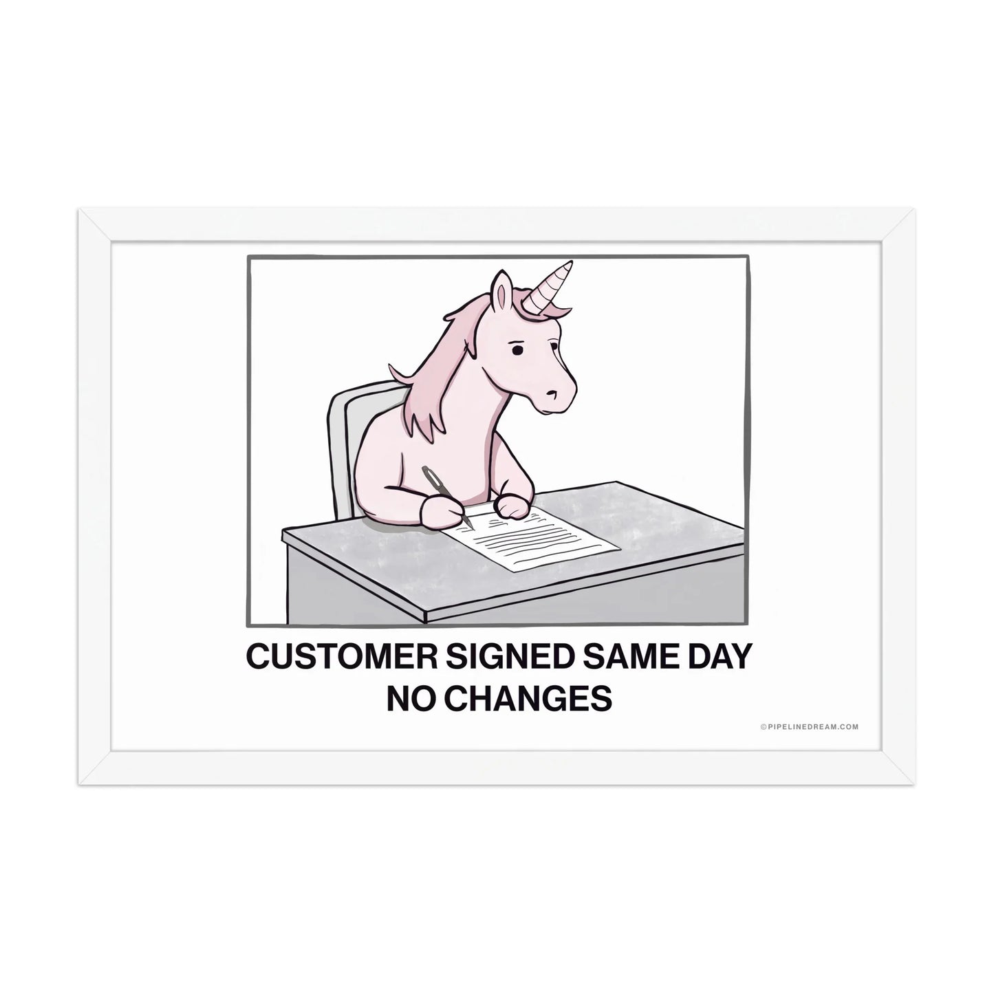 sales wall art unicorn deal white frame enterprise sales